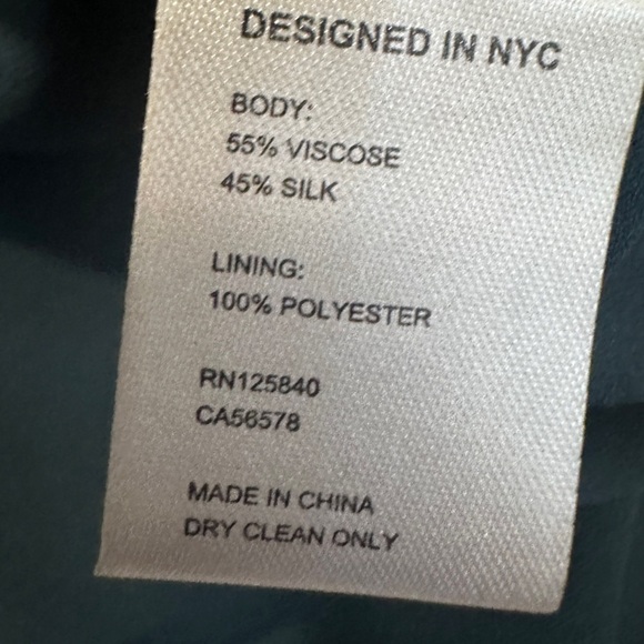 Intermix Women’s Silk Blend Teal Long Sleeve Wrap Dress, Size 0 - Picture 12 of 16